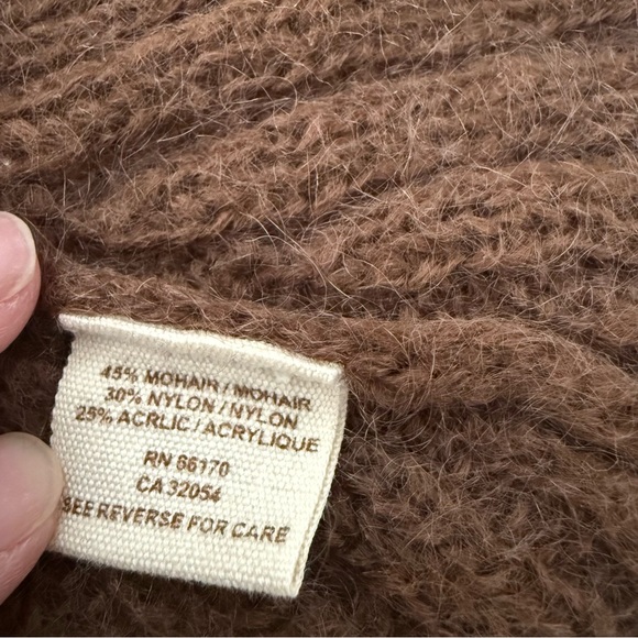 Free People Brown Mohair Open Front Cropped Cardigan Sweater L - Picture 8 of 11